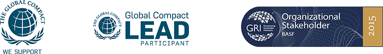 The Global Compact, Global Compact Lead Participant and Global Reporting Initiative (logos)