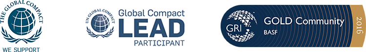 The Global Compact, Global Compact Lead Participant and Global Reporting Initiative (logos)