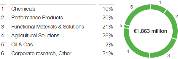 Research and development expenses by segment (pie chart)