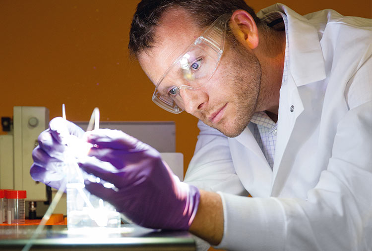 Clean water: Dr. Kevin McPeak is a scientist in residence at the BASF Sustainable Living Laboratory at Louisiana State University. He researches portable filtration and disinfection systems for drinking water – harnessing visible sunlight. (Photo)