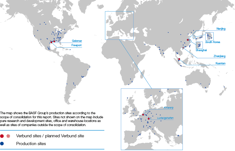 BASF production sites (map)